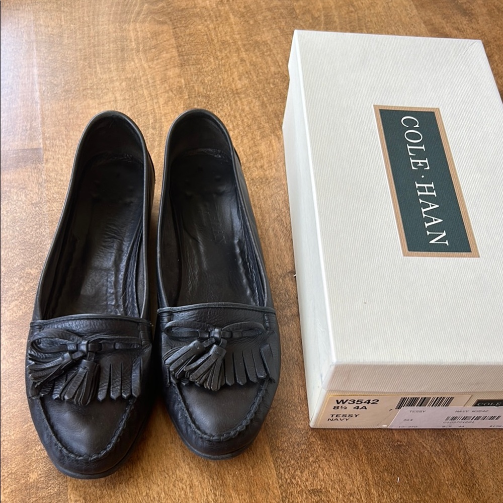 Cole Haan Navy Leather Tassel Loafers